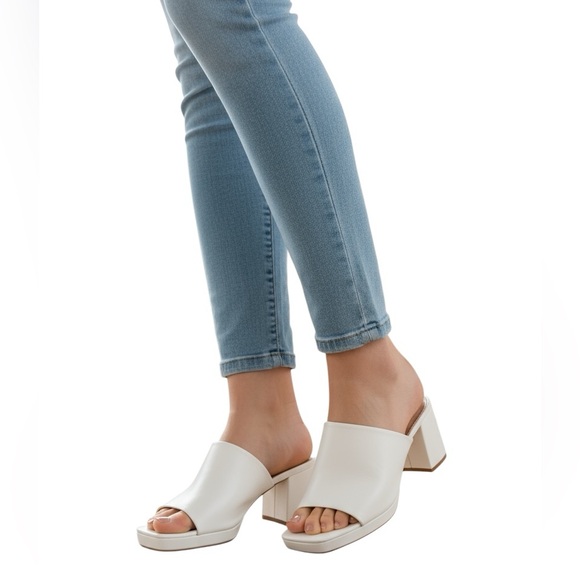 Rachel Zoe Womens Leather Cream Platform Mules Size 9M - Picture 1 of 9